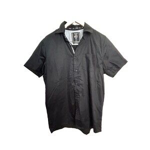 FRIED Denim Shirt Men's M Black Short Sleeve Button Down Slim Fit Top